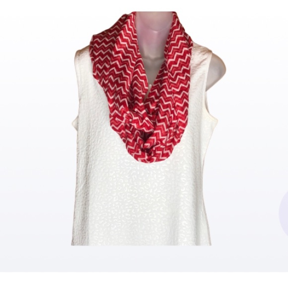 red and white scarf with secret compartment for cash or card infinity scarf